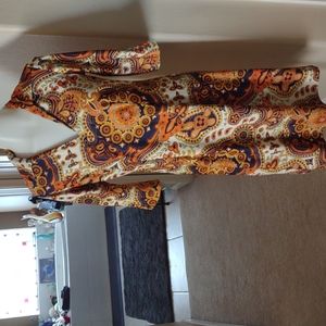 Jude Connelly orange & blue Paisley print  dress size small